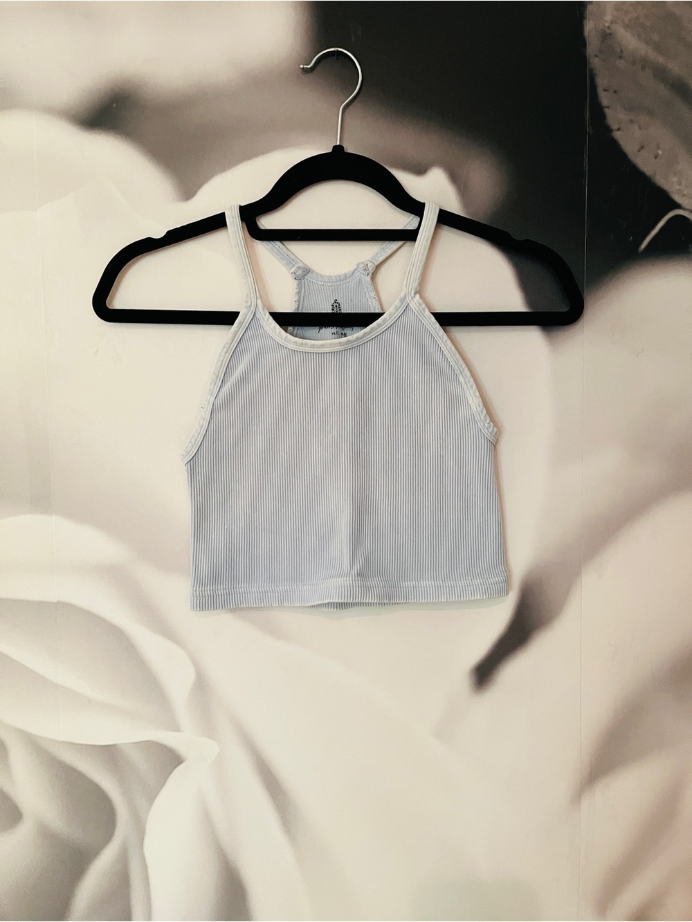 FP Movement by Free People Light Blue Ribbed Cropped Tank Top m/l